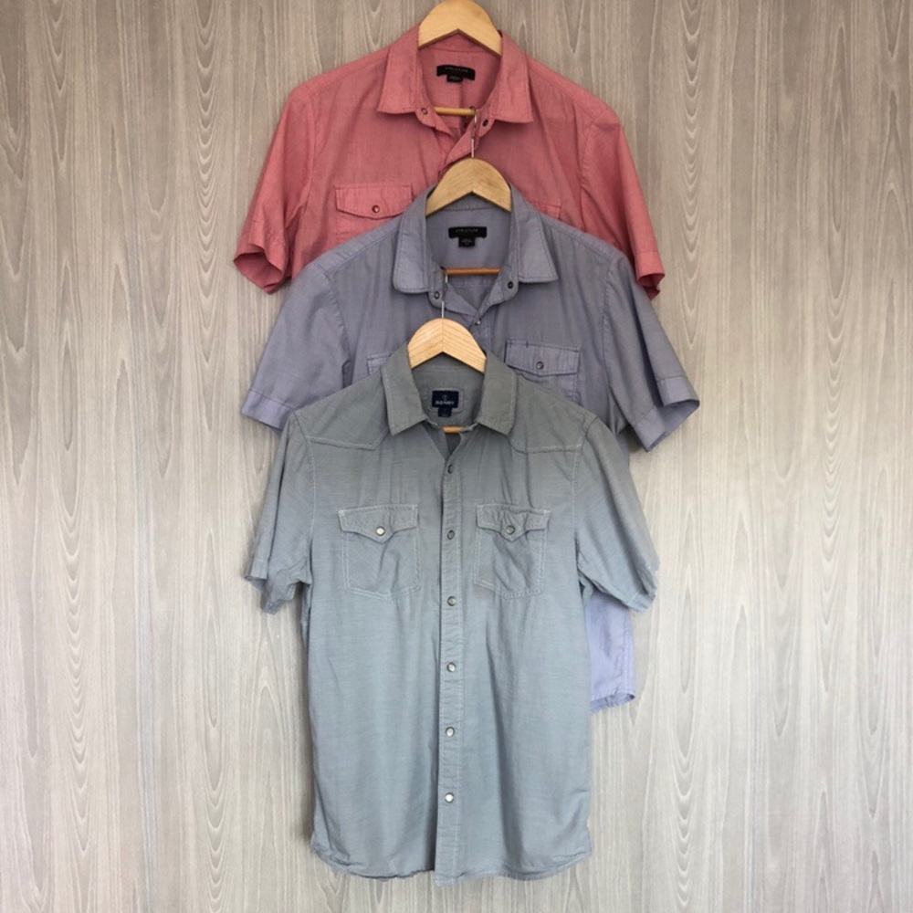 Lot of 3 Short Sleeve Pearl Snap Shirts